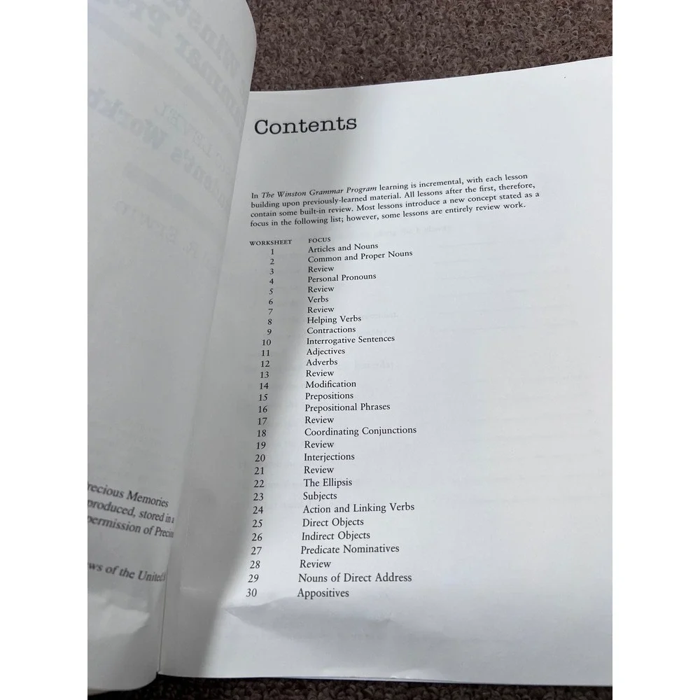 The Winston Grammar Program Basic Workbook & Teacher‎ Manual Paul R Erwin Good
